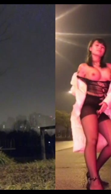 百变女神魅心穿着性感黑丝寒冷的夜里开着嗨乐在路边上演马路天使车里插爆浆